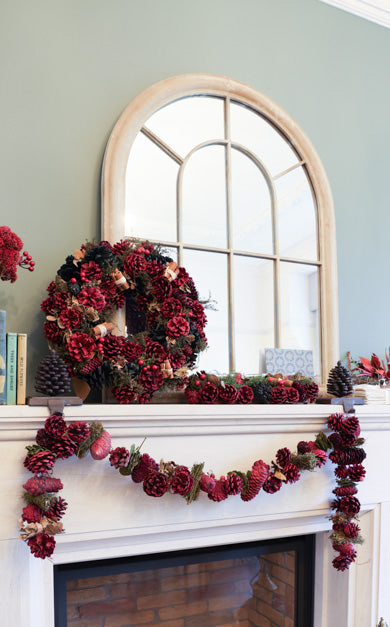cinnamon pinecone christmas wreath and garland