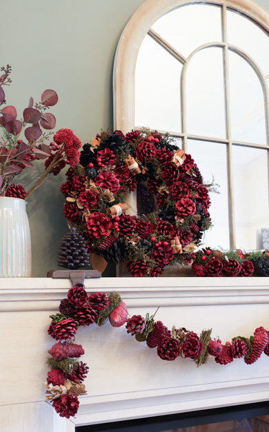 pinecone christmas wreath and garland