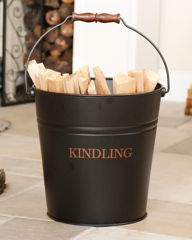 Black Fireside Kindling Bucket