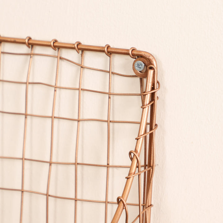 Set of 3 Wall Mounted Copper Storage Baskets