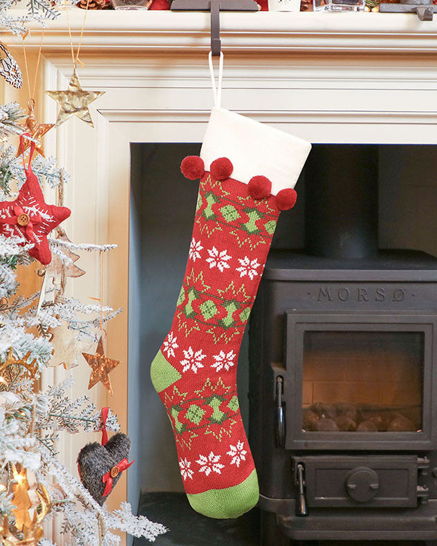 Stockings Red Fairisle - Fair Isle Knitted Christmas Stocking