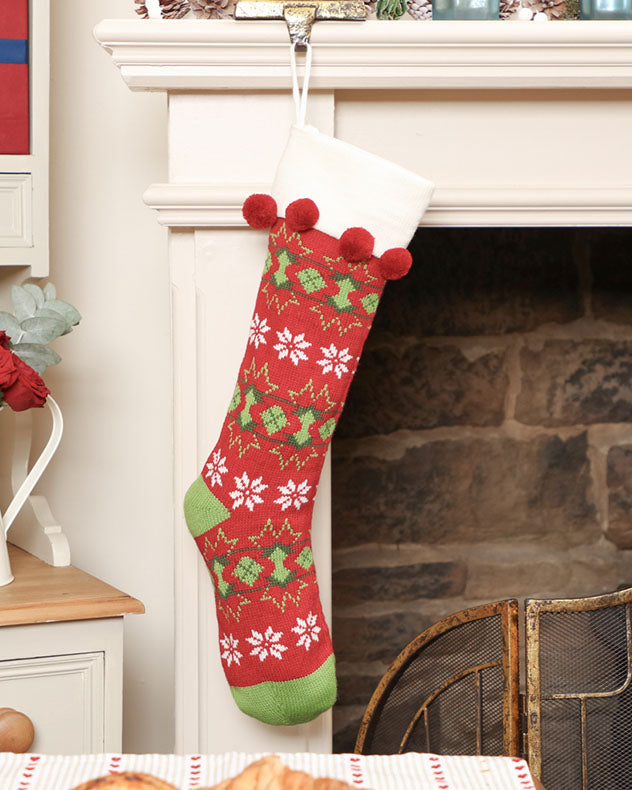 traditional knitted stocking red white green