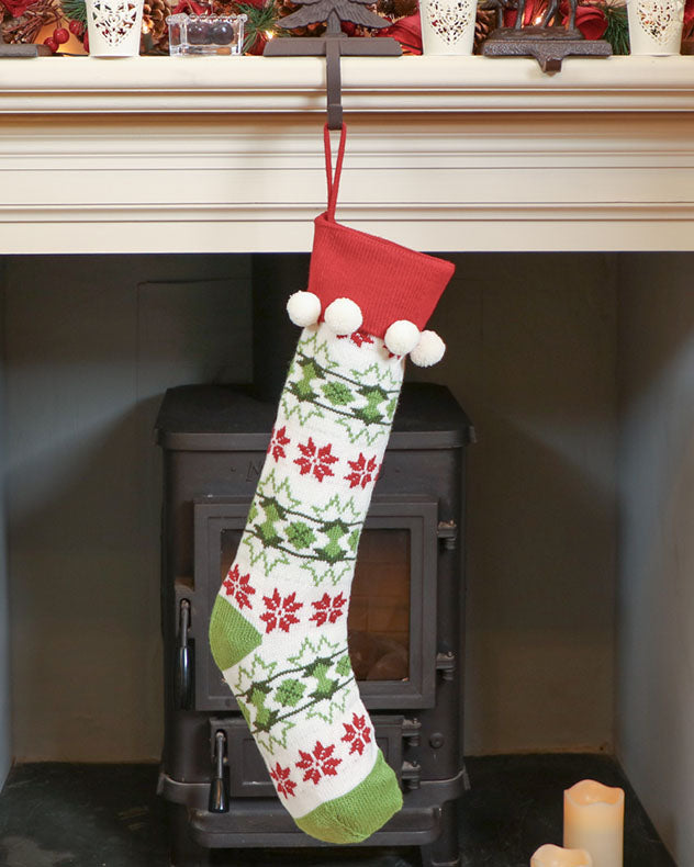 Stockings White Fairisle - Fair Isle Knitted Christmas Stocking