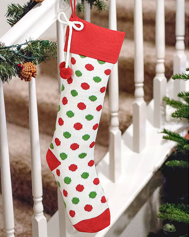 traditional christmas stocking hung on banister