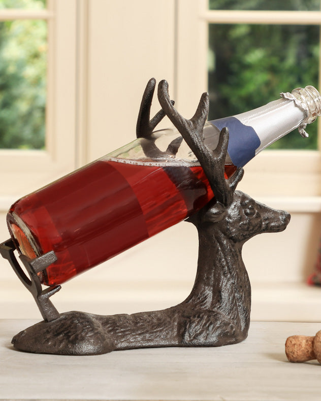 Cast Iron Stag Wine Bottle Holder
