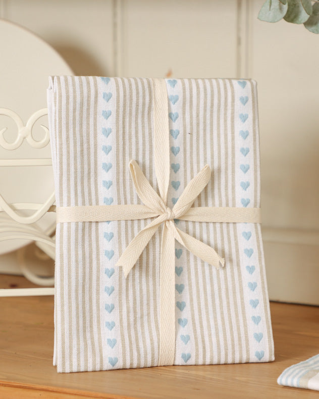 Set of 3 Blue Farmhouse Style Tea Towels