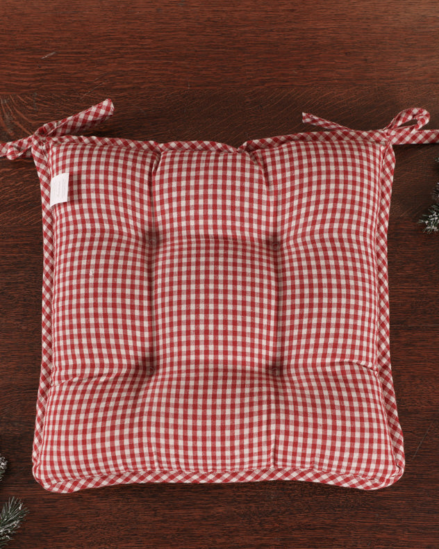 Set of 2 Gingham Stag Alfresco Dining Chair Seat Pads