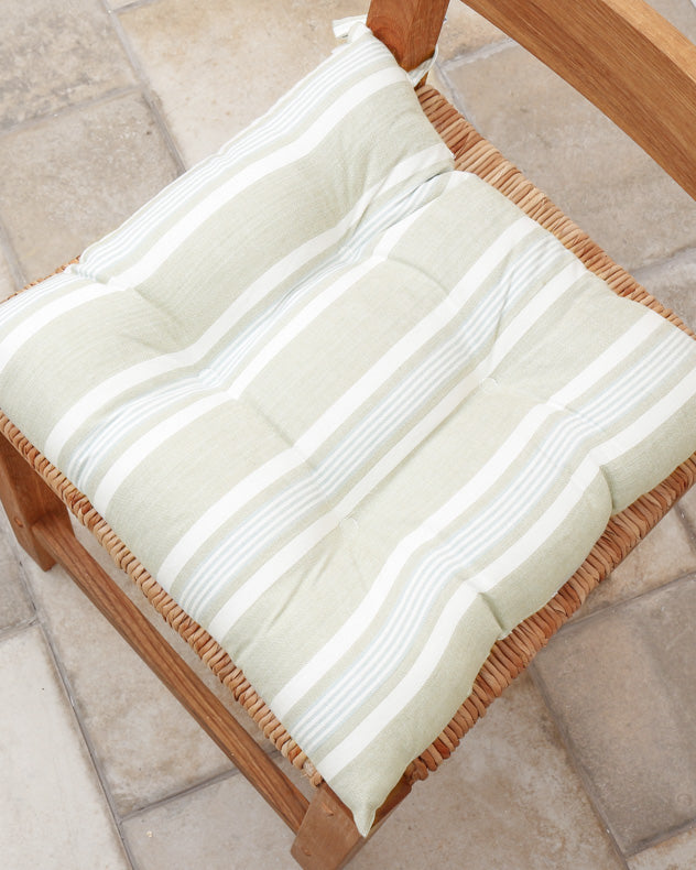 Set of 2 Millstone Blue Farmhouse Seat Pads with Ties