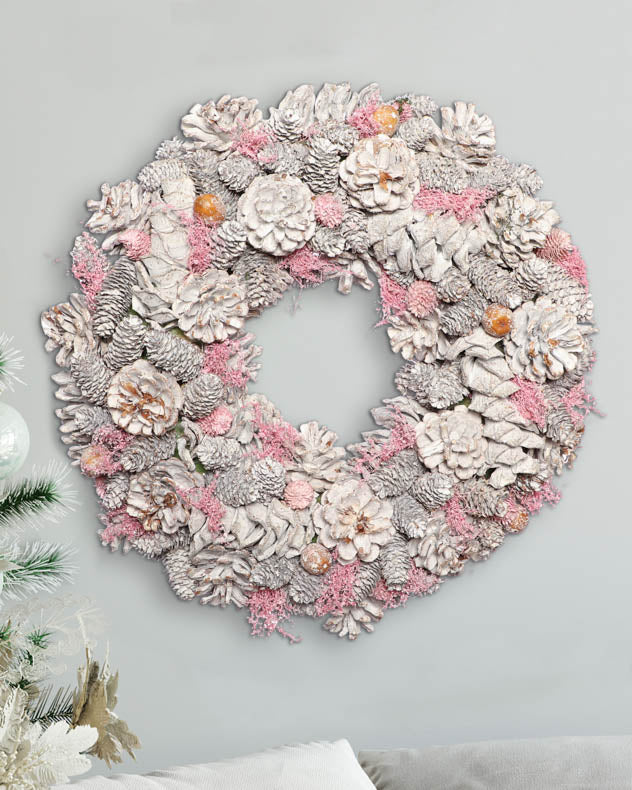 pink silver christmas wreath