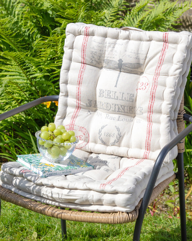 Single Natural & Red 100% Cotton & Polyester Seat Pads - Belle Jardinere Mattress Seat Cushions