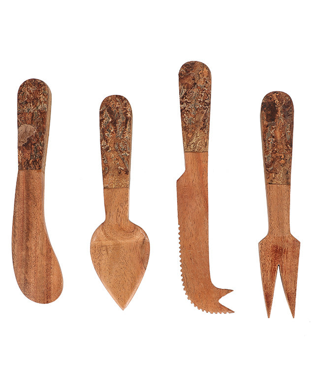 Cheese Markers, Boards &amp; Knives - Set of Four Wooden Cheese Knives