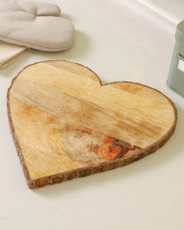 Heart Shaped Natural Wooden Cheese Board