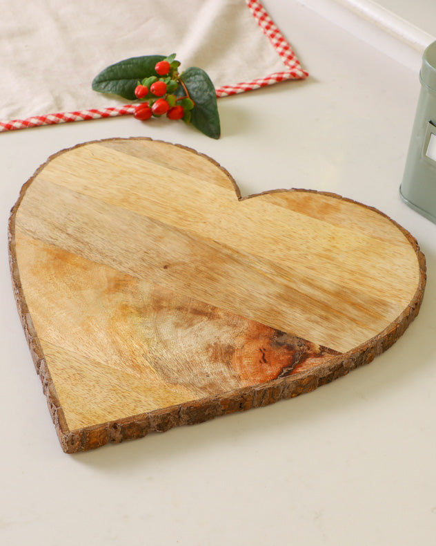 Heart Shaped Natural Wooden Cheese Board