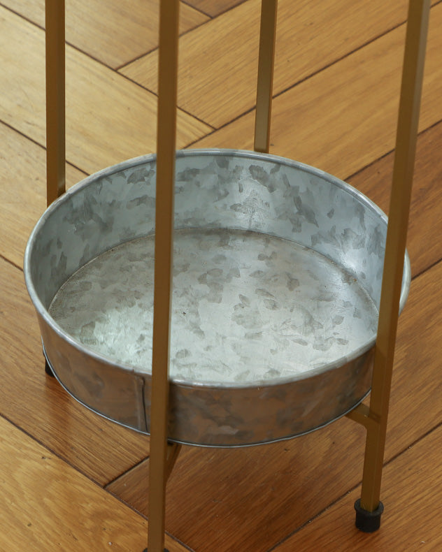 Galvanised Zinc Ice Bucket on Stand with Tray