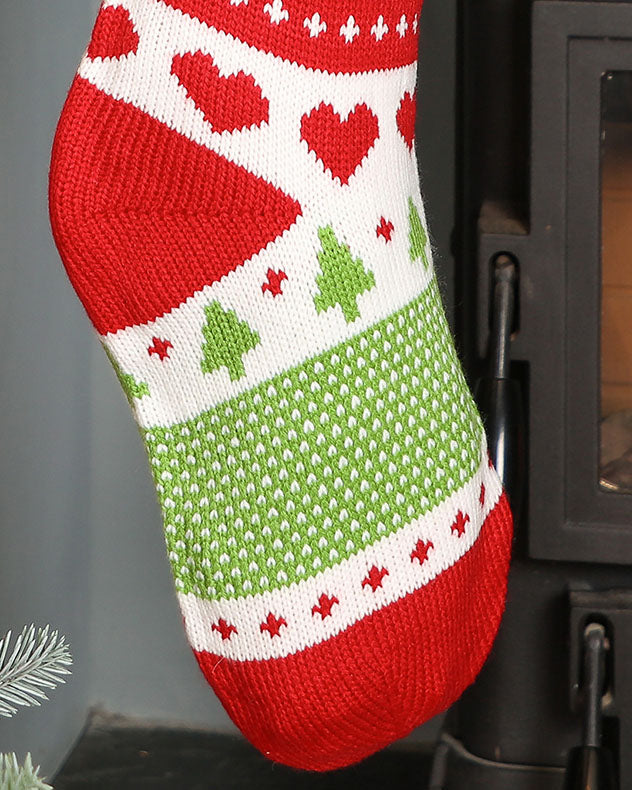 Traditional Red Fair Isle Christmas Stocking