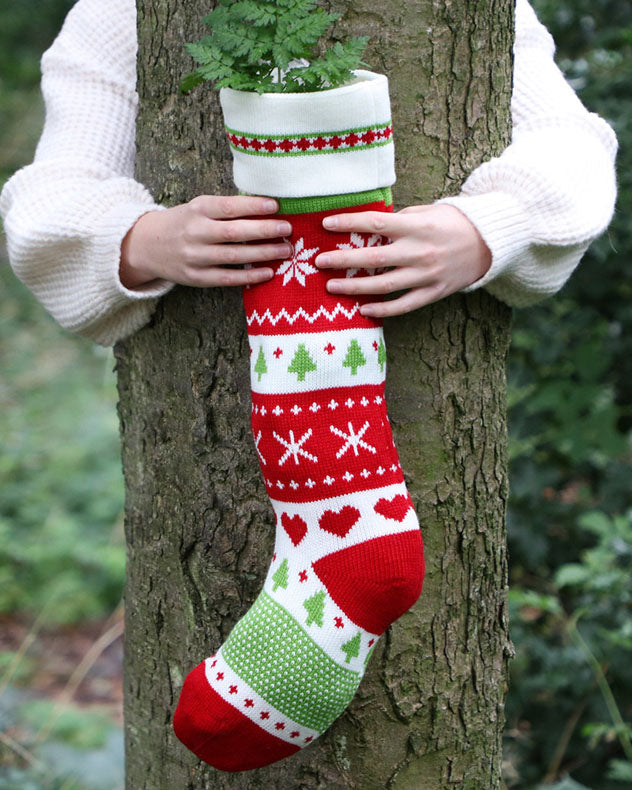 Traditional Red Fair Isle Christmas Stocking