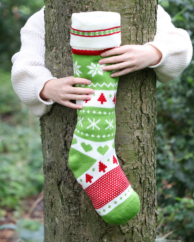 large knitted traditional christmas stocking