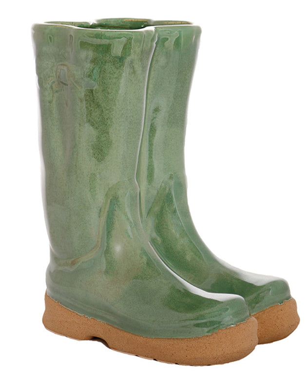 Sage Green Welly Boots Plant Pot