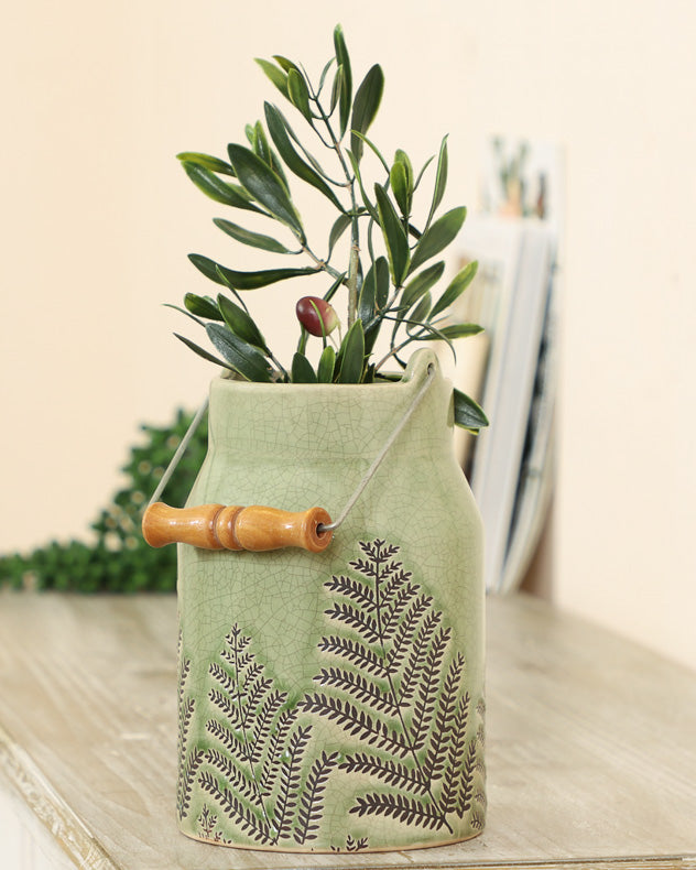 green ceramic vase