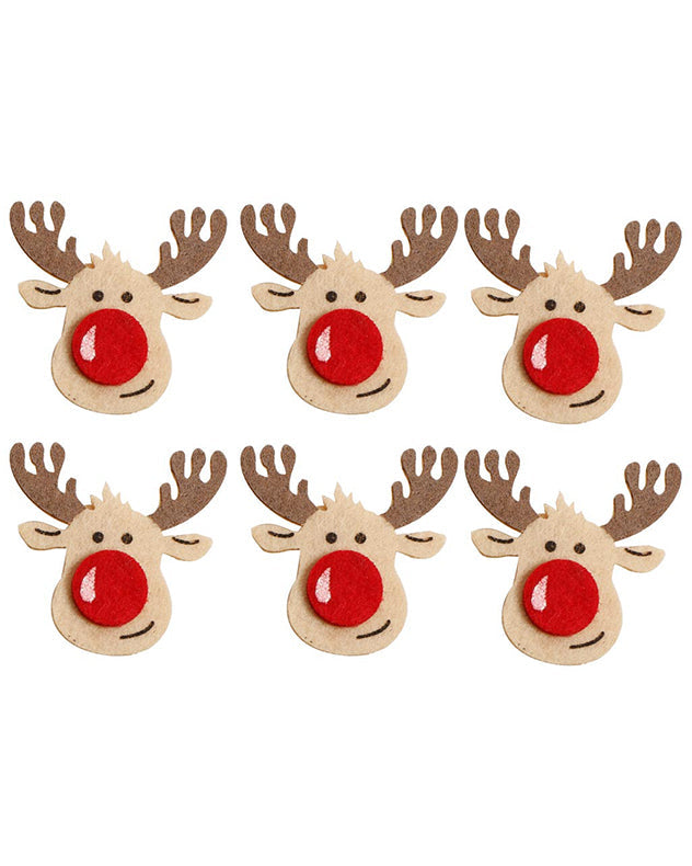 Set of 6 Felt Reindeer Christmas Pegs