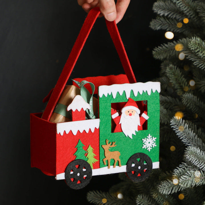 Red Felt Santa Train Christmas Gift Bag
