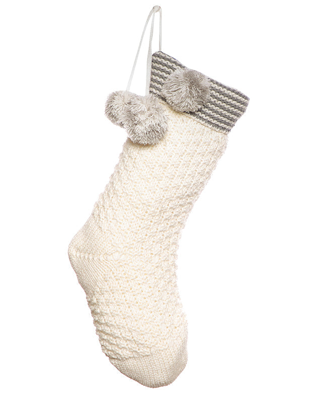 Minimalist modern chunky white knit stocking