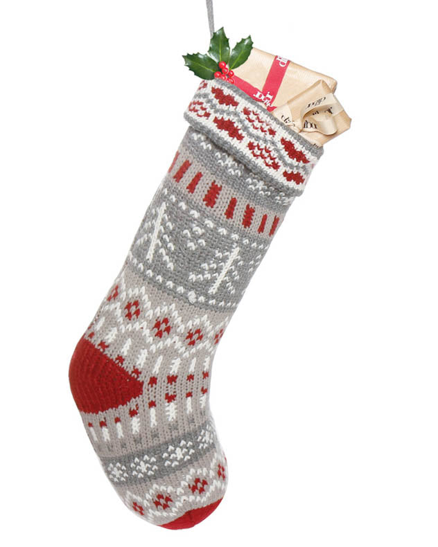 knitted nordic christmas stocking