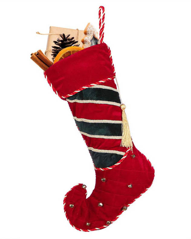 Luxury Jingle Bell Red Christmas Stocking