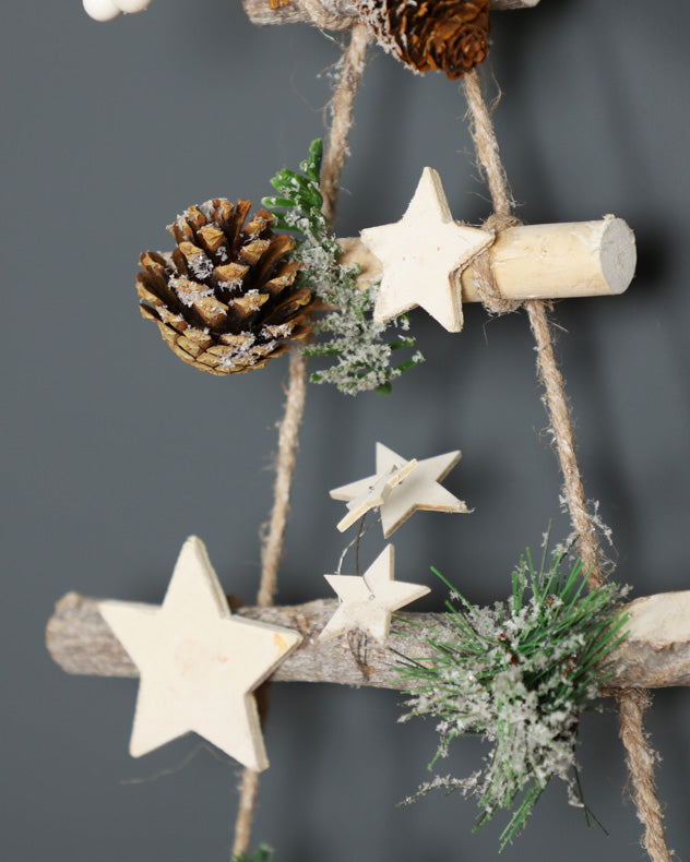 christmas pine cone and star ladder decoration