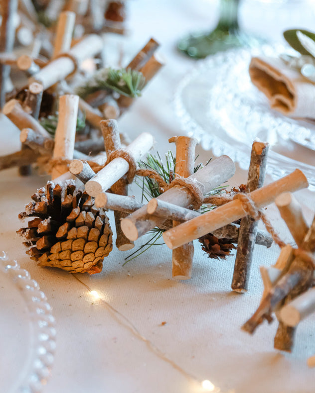 pinecone christmas garland on dining room table