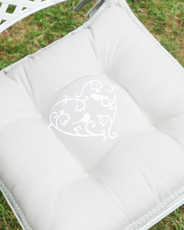 Seat Pads - Set of 2 Love Birds Grey Seat Pads