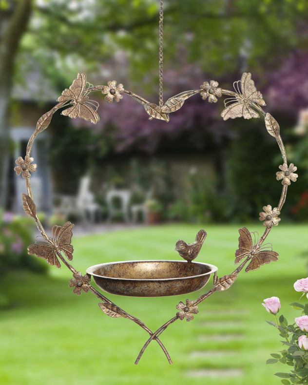 Bird Feeders - Butterfly Hanging Heart Bird Feeder