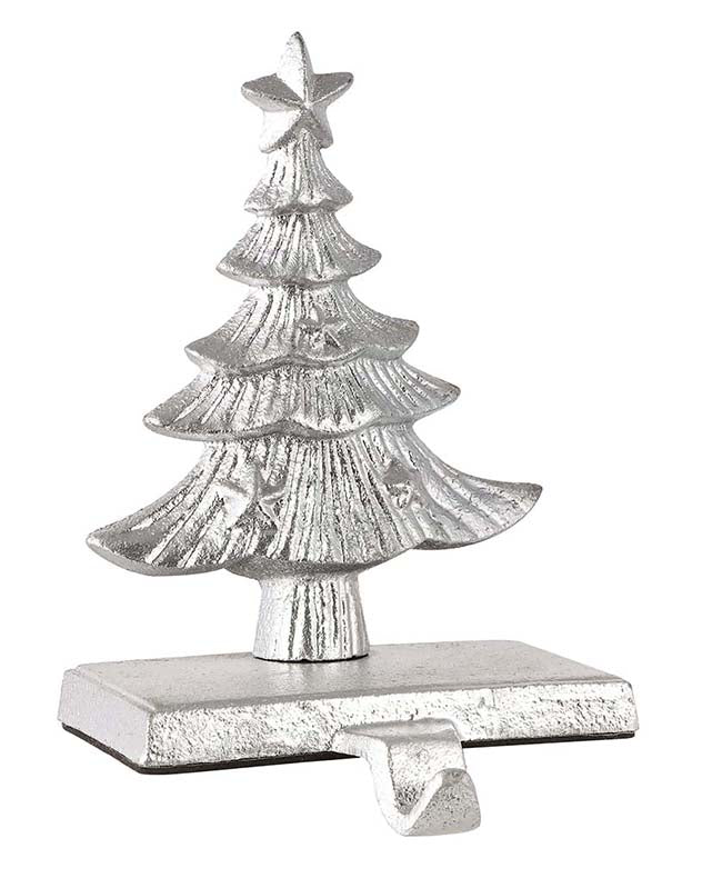 Cast Iron Silver Christmas Tree Stocking Holder