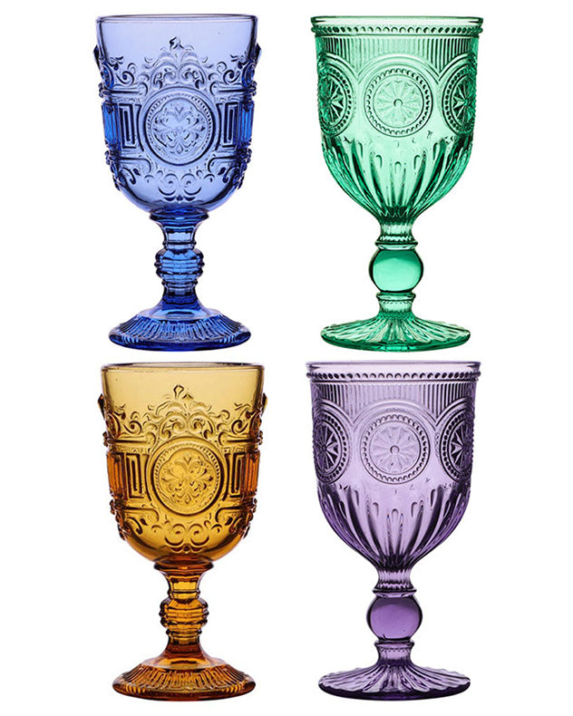Embossed Wine Drinking Glasses