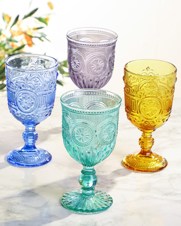 Set of 4 Coloured Wine Goblets