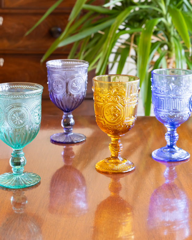 Set of 4 Coloured Wine Goblets