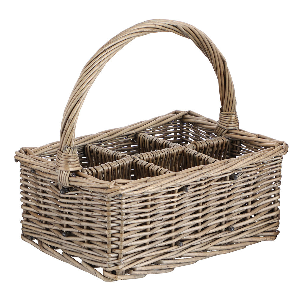 Six Compartment Wicker Cutlery Caddy