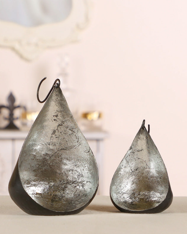 Set of 2 Hanging Silver Tealight Holders