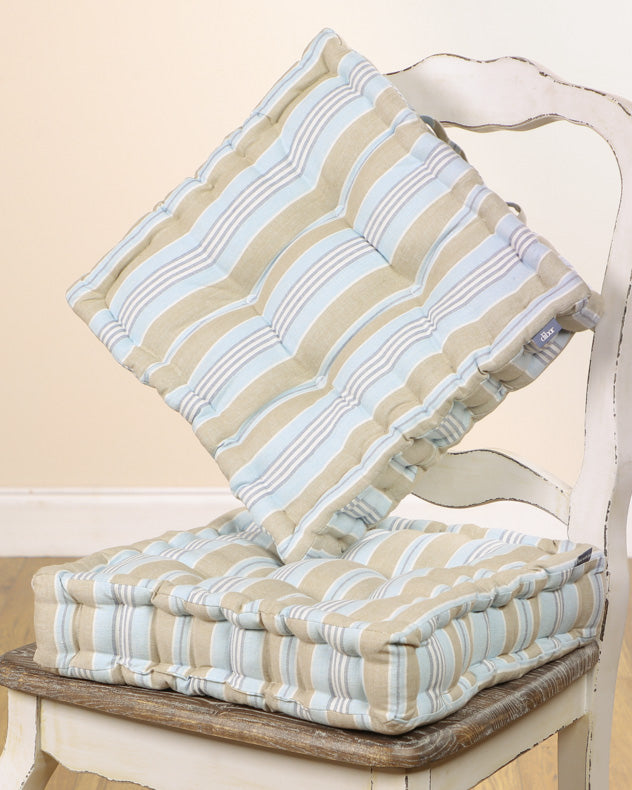 Set of 2 Blue Stripe Indoor Seat Cushions