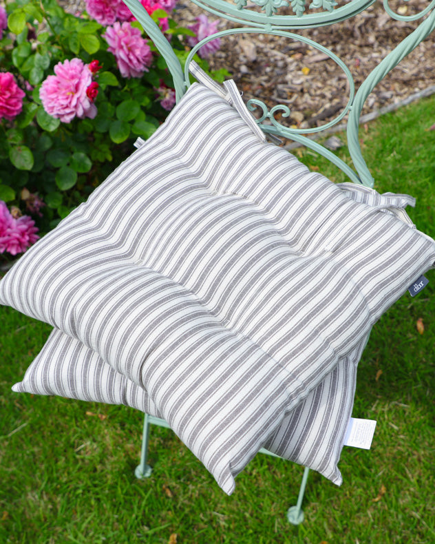 Seat Pads - Set of 2 Grey Striped Seat Pads
