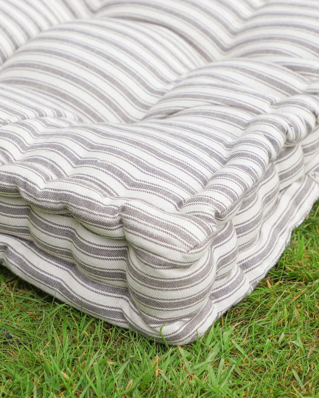 Seat Pads - Set of 2 Grey Striped Mattress Cushions