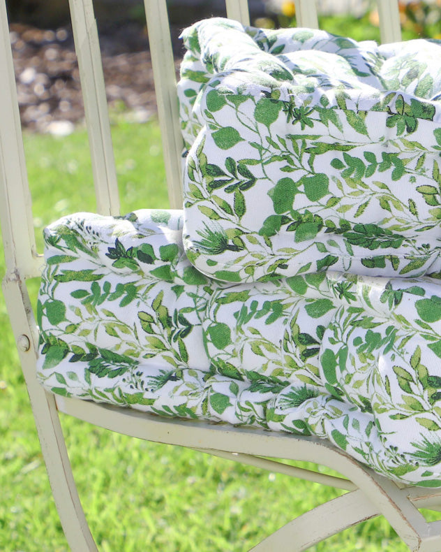 Set of 2 Botanical Print Outdoor Garden Seat Pad Box Cushions
