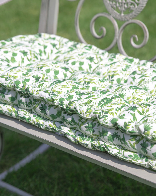 Meadowbrook Botanical Leaf Print Garden Bench Cushion Seat Pad