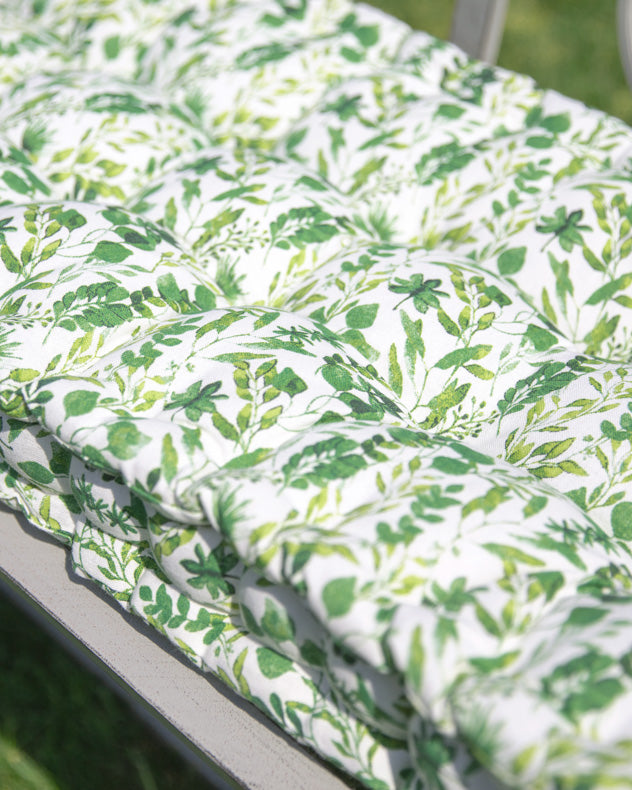 Meadowbrook Botanical Leaf Print Garden Bench Cushion Seat Pad