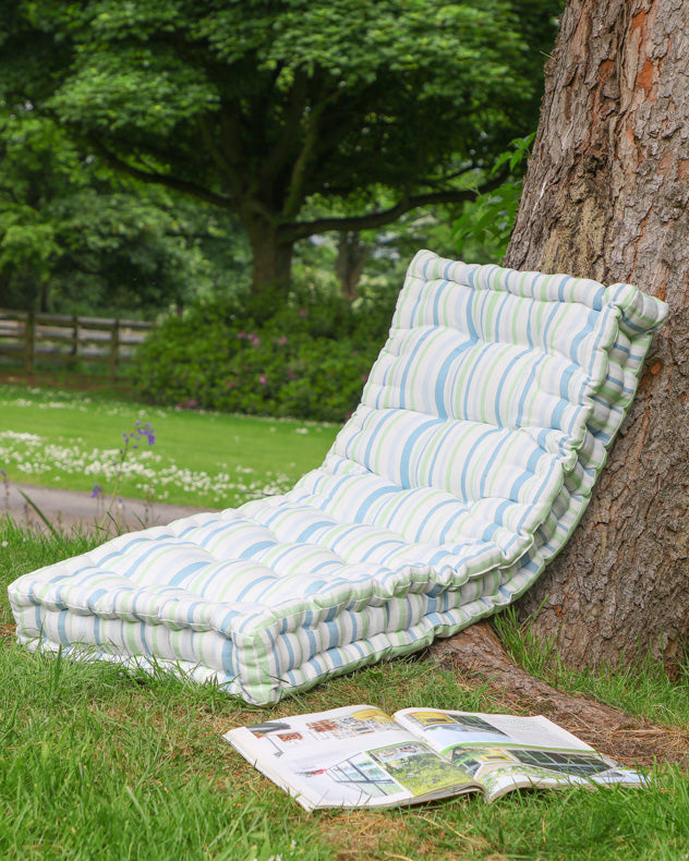 Tenby Stripe Pastel Vintage Garden Bench Mattress Cushion