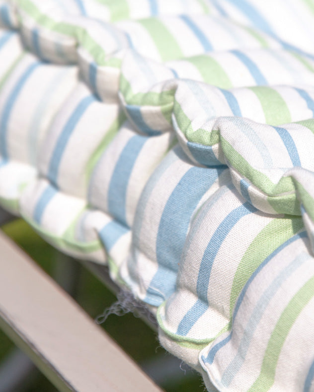 Tenby Stripe Pastel Vintage Garden Bench Mattress Cushion