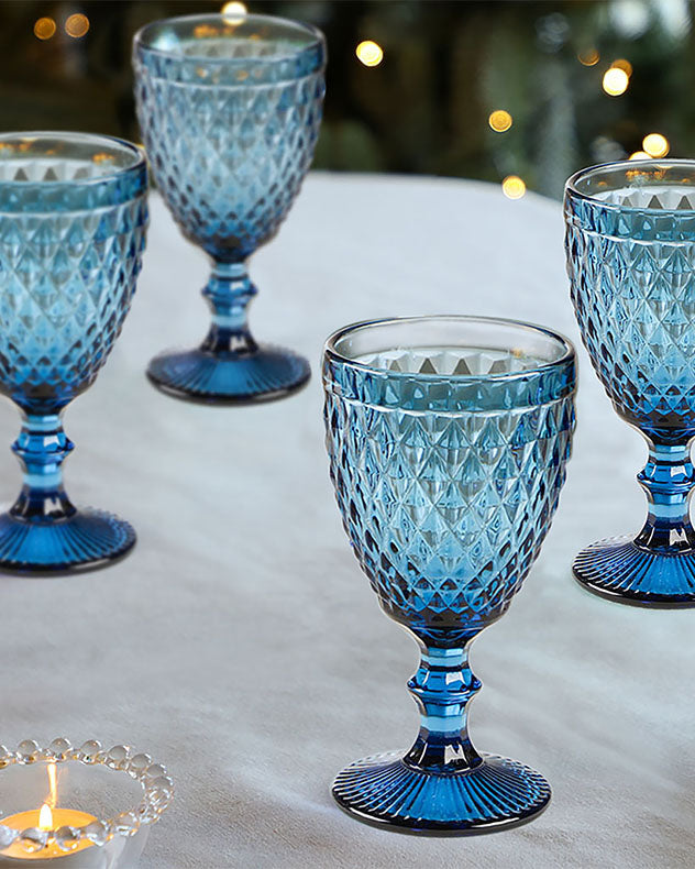 Blue Rococo Wine Goblet