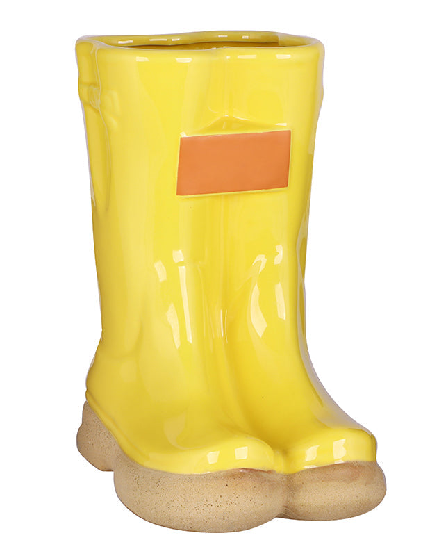 Large Yellow Welly Boots Plant Pot