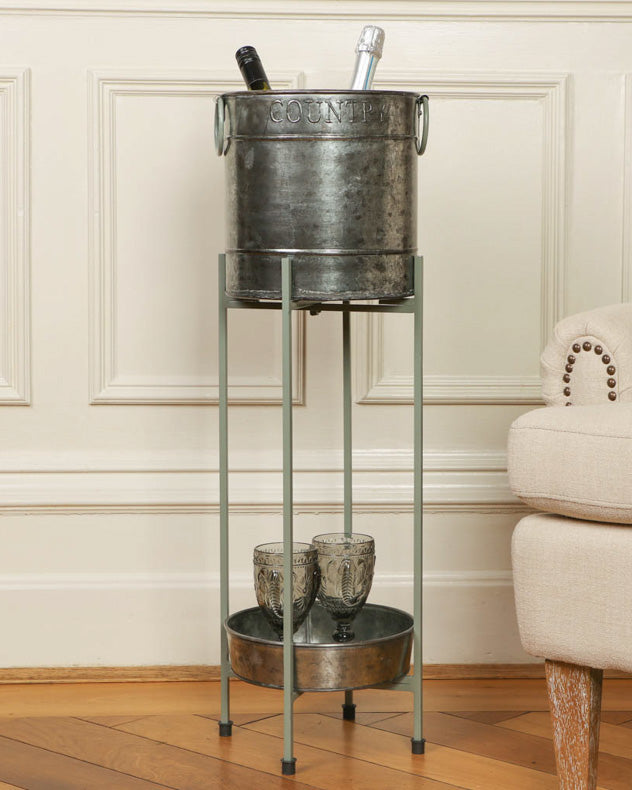 Country Embossed Ice Bucket on Stand with Tray