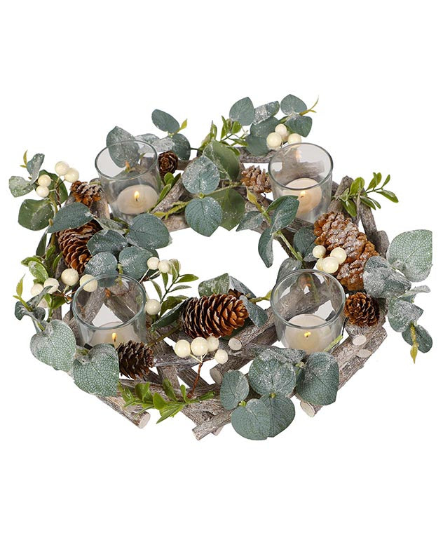 christmas wreath candle holder